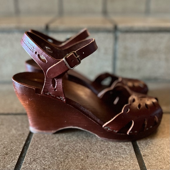 Swedish Hasbeen’s Cognac Wedge Sandles size 38 - Picture 13 of 16